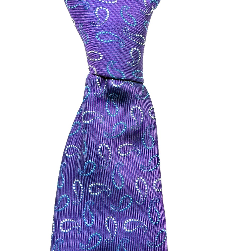 Turnbull & Asser Silk Tie Violet Paisley Pattern Trad Luxury Designer England UK - Picture 2 of 9